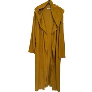 Free People Beach Coziest Set Maxi Cardigan Hooded Yellow Sz L Open Front